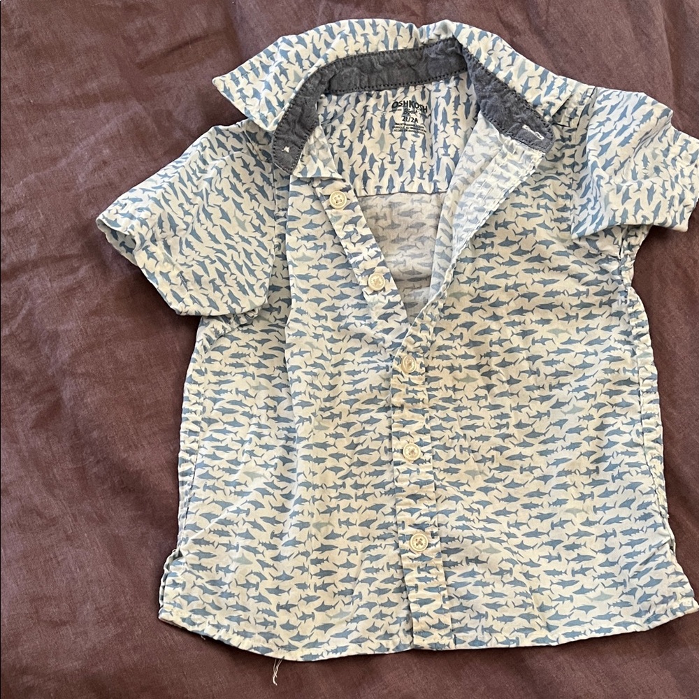 OshKosh B'gosh Blue Shark Print Button Down Shirt